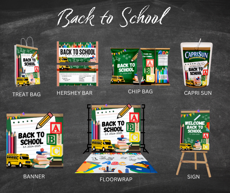 Back to School Party Favor Canva Design & Templates (7 editable designs and templates)