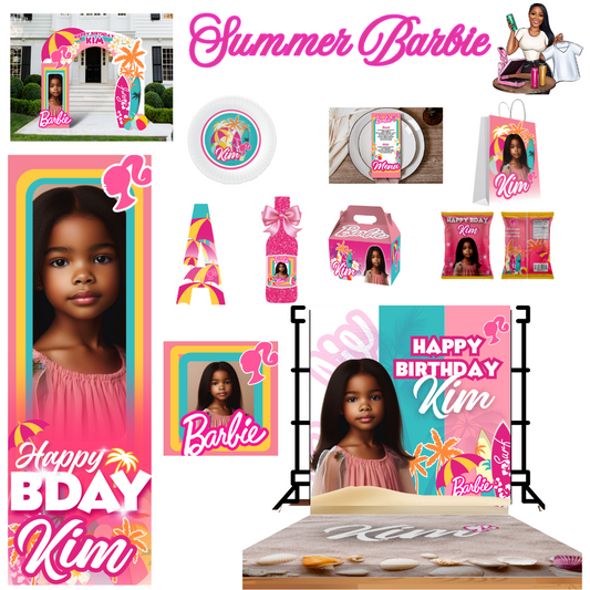 Premium Summer Barbie 14 Piece Summer Party Bundle