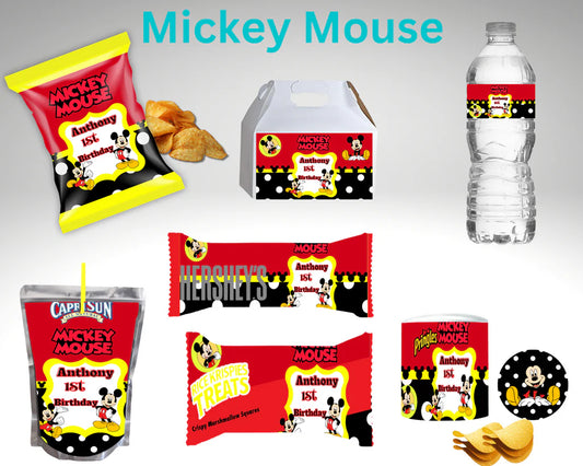 Mickey Mouse Bundle Party Favor Canva Design & Templates (7 editable designs and templates)