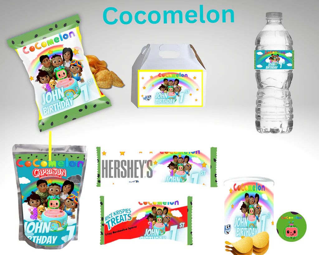 Cocomelon Bundle Party Favor Canva Design & Templates (7 editable designs and templates)